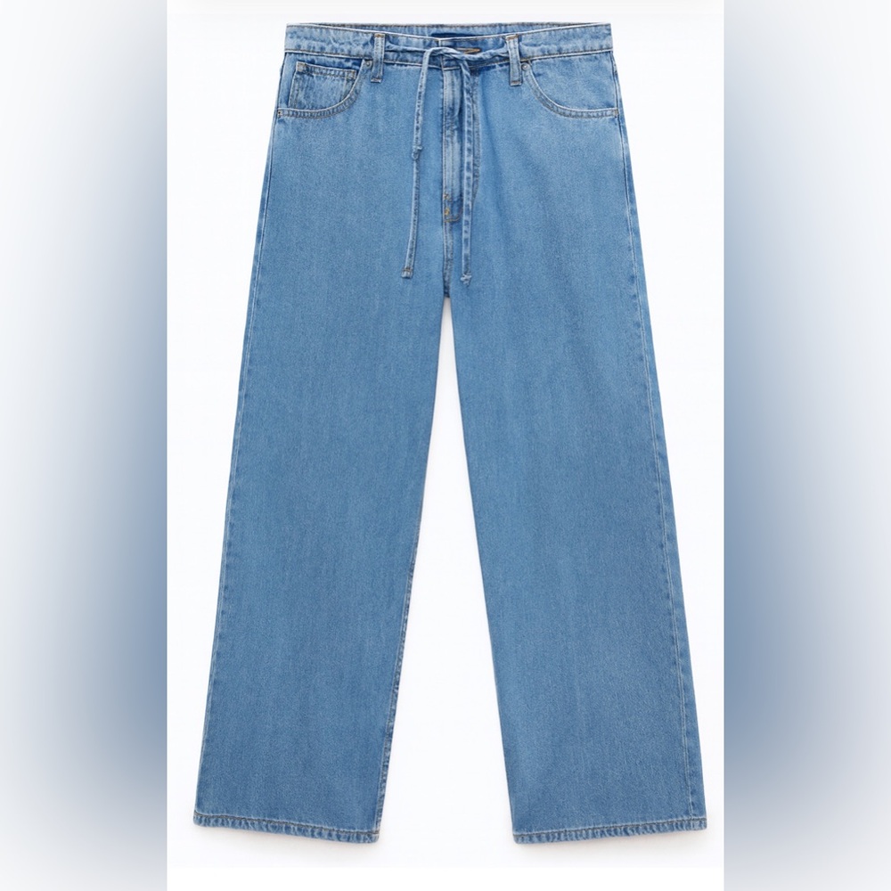 MANGO Wide-Leg denim pants with belt